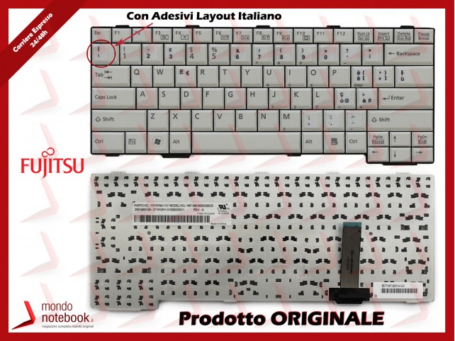 Tastiera Notebook Fujitsu Lifebook E751 E781 S761 S760 (BIANCA) con ADESIVI LAYOUT ITA
