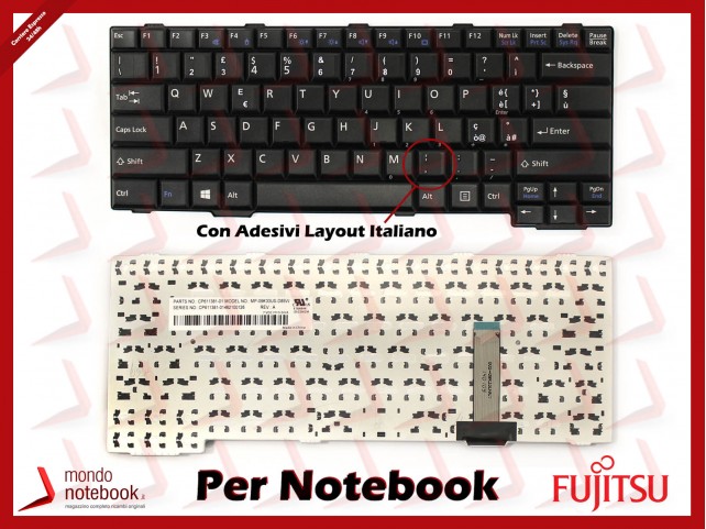 Tastiera Notebook Fujitsu SH761 SH561 SH760 SH560 S560 E741 MG/G70 con Adesivi Layout ITALIANO
