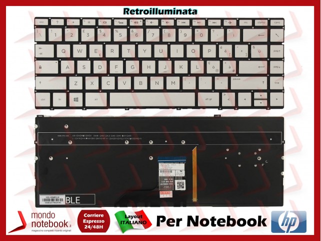 Tastiera Notebook HP 13-AE (Silver) Retroilluminata - Italiana