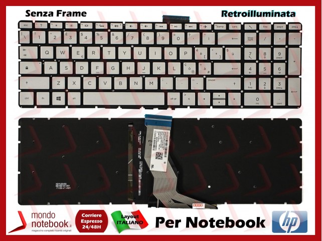 Tastiera Notebook HP 15-BS 15-CC 15-BW 15-CB 17-BS 250 G6, 255 G6 Retroilluminata (Silver)