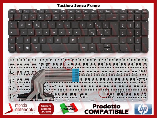 Tastiera Notebook HP 15-D 15-E 15-N 15-R 15-F 15-G 250 G3 (SENZA FRAME) Compatibile