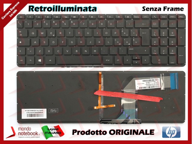 Tastiera Notebook HP 15-P 15-K 15-V 17-F Series (SENZA FRAME) Retroilluminata