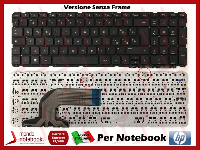 Tastiera Notebook HP 350 G1, 350 G2, 355 G2 (Versione Senza Frame)