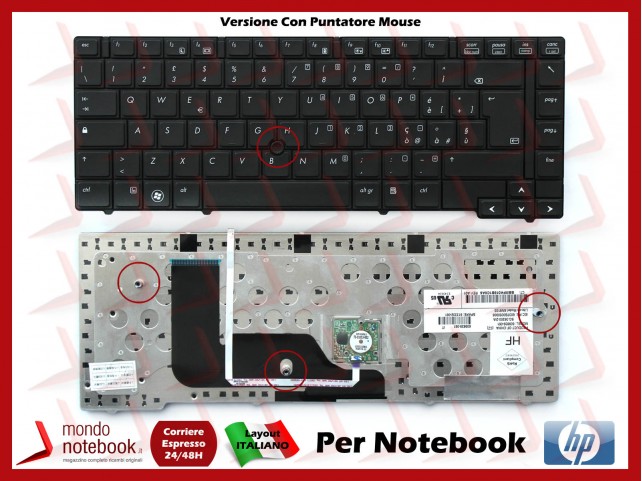 Tastiera Notebook HP Compaq ProBook 6440B 6450B 6455B 6445B (NERO) con Trackpoint