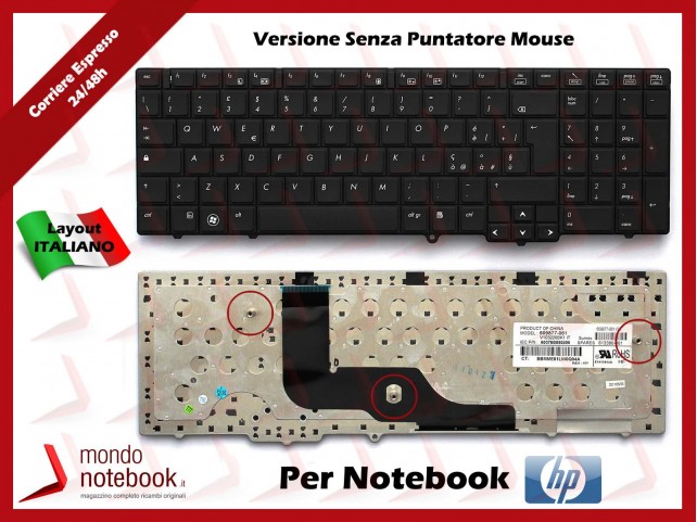 Tastiera Notebook HP Compaq ProBook 6540B 6545B 6550B 6555B (NERO) Senza Trackpoint