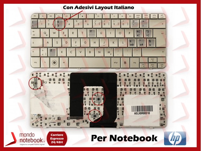 Tastiera Notebook HP DM1-1000 DM1-1100 DM1-2000 (SILVER) con Adesivi Layout Italiano