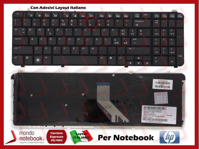 Tastiera Notebook HP DV6-1000 DV6-2000 con ADESIVI LAYOUT ITA (NERA)