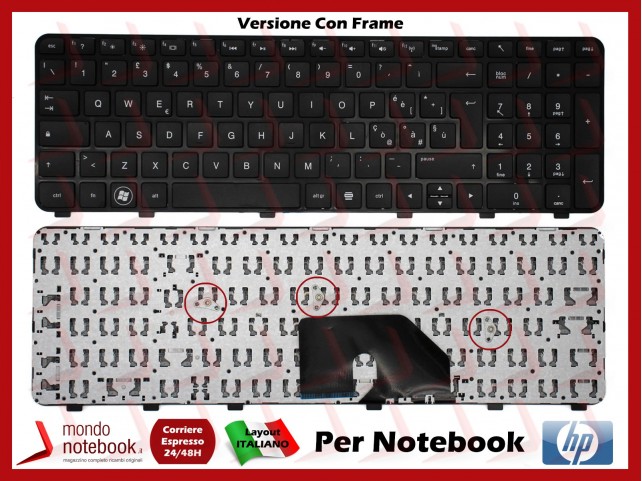 Tastiera Notebook HP DV6-6000 DV6-6100 DV6-6200 (NERA)(Versione Con Frame)