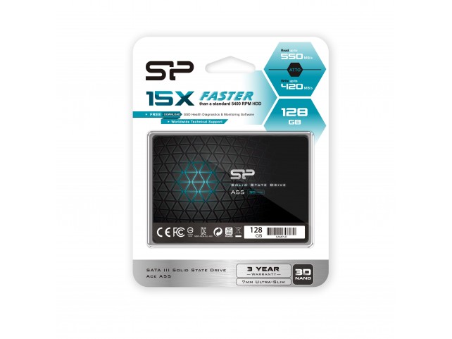 Silicon Power SSD 128GB 3D NAND A55 SLC Cache Performance Boost 2.5 Pollici SATA III 7mm (0.28") SSD interno SP