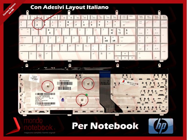 Tastiera Notebook HP DV7-2000 DV7-3000 (BIANCA) Con ADESIVI LAYOUT ITALIANO