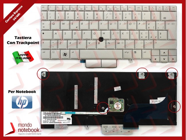 Tastiera Notebook HP EliteBook 2740p Silver Con Trackpoint (5 VITI) Italiana