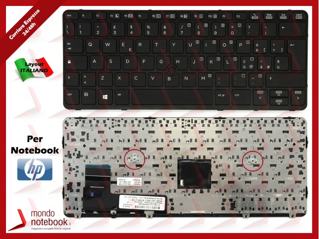 Tastiera Notebook HP EliteBook 720 G1, 820 G1 Nera Frame Nero Con Trackpoint