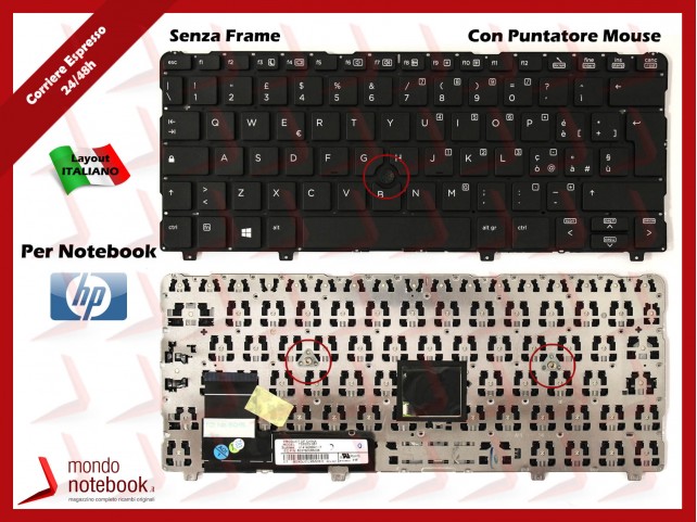 Tastiera Notebook HP EliteBook 720 G1, 820 G1 G2 Nera Senza Frame Con Trackpoint