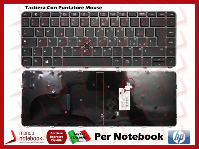 Tastiera Notebook HP EliteBook 745 G3 745 G4 840 G3 840 G4 Frame Grigio Scuro con Trackpoint