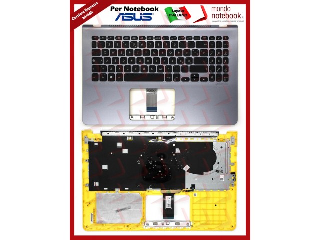 Tastiera Con Top Case ASUS X530 S530 (Italiana) Silver Blue/Yellow - Retroill. VEDI DESCRIZIONE