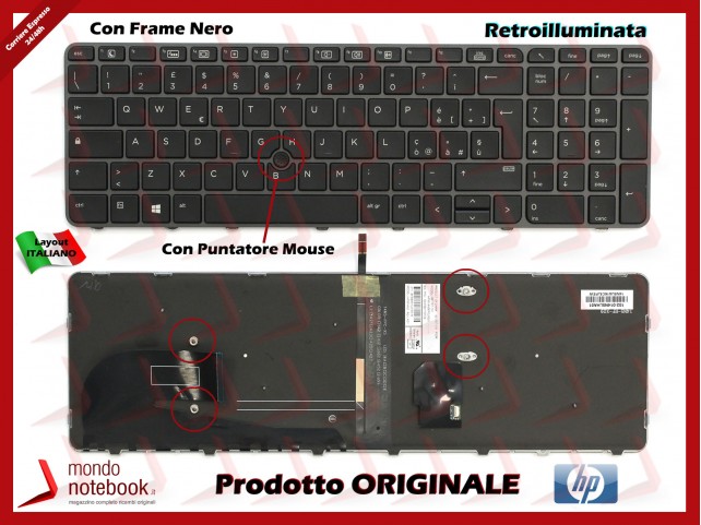Tastiera Notebook HP EliteBook 755 G3, 755 G4, 850 G3, 850 G4 (Retroilluminata) Frame Dark Gray con trackpoint