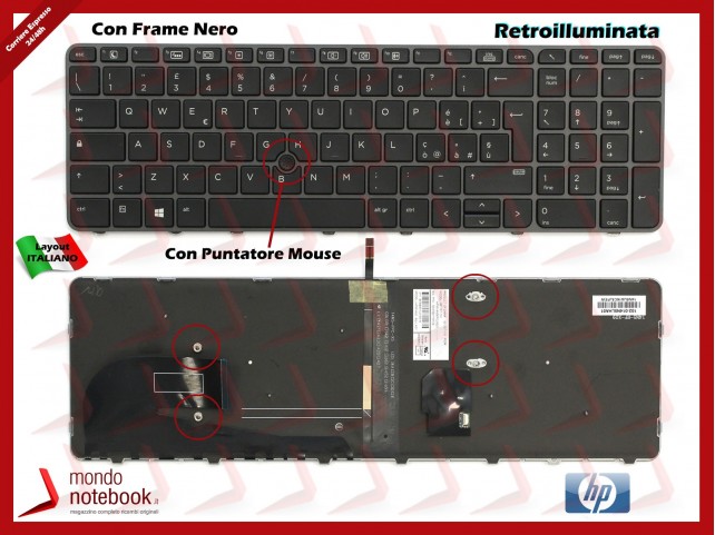 Tastiera Notebook HP EliteBook 755 G3, 755 G4, 850 G3, 850 G4 (Retroilluminata) Frame Dark Gray con 