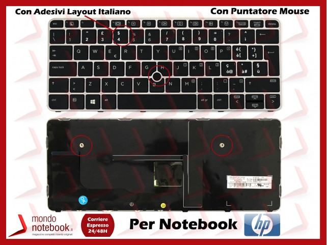 Tastiera Notebook HP EliteBook 820 G3 con adesivi Layout Italiano
