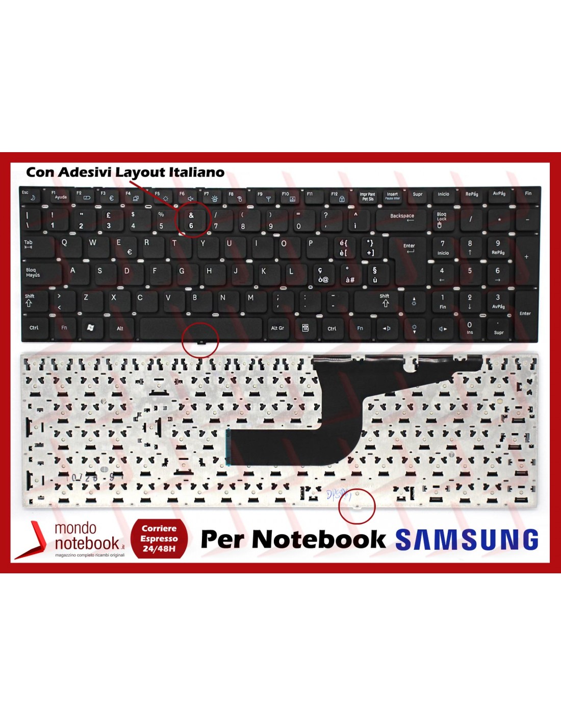 Tastiera Notebook SAMSUNG NP RV719 RV720 RV718 RV711 (NERA) con ADESIVI  LAYOUT ITA