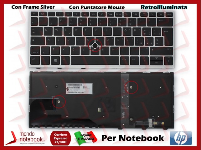 Tastiera Notebook HP EliteBook 830 836 G5 - Retroilluminata - Con Trackpoint