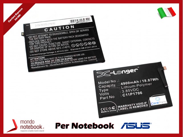 Batteria Alta Qualità Asus ZenFone Max Pro M1 M2 3.8V 4900 mAh 18.62Wh C11P170