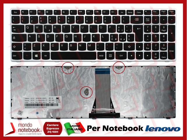Tastiera Notebook Lenovo IdeaPad 300-15 300-15ISK Italiana - Silver