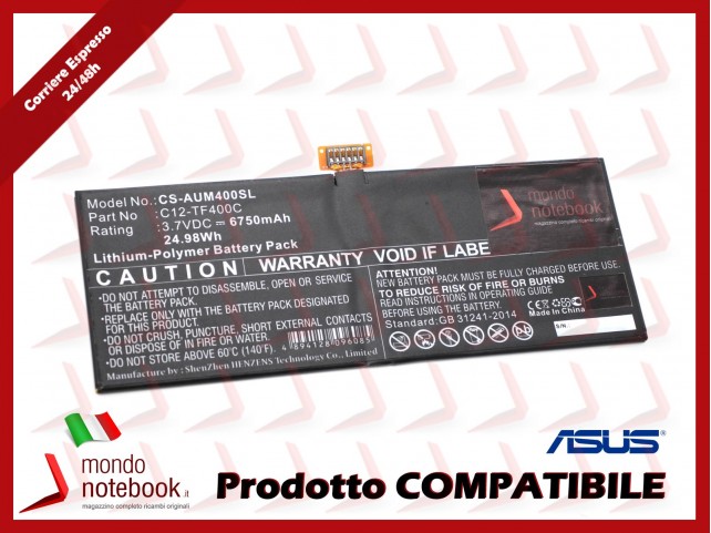 Batteria Compatibile Alta Qualità ASUS Pad TF600T TF303CL 24Wh 3.7V 6750mAh