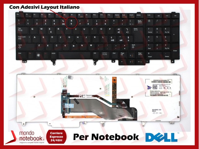 Tastiera Notebook DELL Latitude E6520 E6530 E6540 Precision M4600 M6600 Con Trackpoint Retroilluminata Con ADESIVI LAYOUT ITA