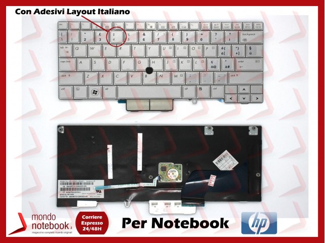 Tastiera Notebook HP EliteBook 2740p Silver Con Trackpoint (5 VITI) Con Adesivi Layout Italiano (Rig