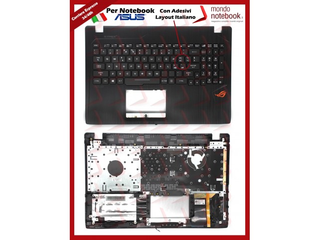 Tastiera con Top Case ASUS ROG Strix GL553VE GL553VD RGB Con Adesivi Layout ITALIANO
