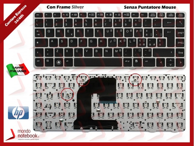 Tastiera Notebook HP EliteBook 8460p 8460w 8470p 8470w ProBook 6460b 6465b (FRAME SILVER) Senza Trac