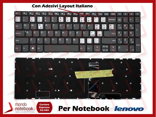 Tastiera Notebook Lenovo Ideapad 720S-15IKB V130-15IGM V130-15IKB Con Adesivi LAYOUT ITALIANO