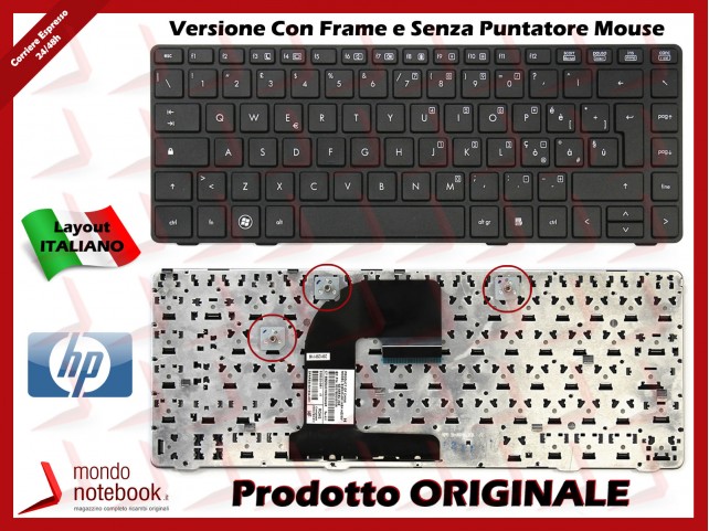 Tastiera Notebook HP EliteBook 8460p 8460w 8470p 8470w ProBook 6470b 6475b (FRAME NERO) Senza Trackpoint