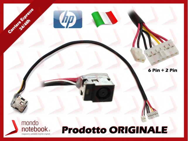 Connettore di Alimentazione DC Power Jack HP DV7-3000 DV7-2000 (CAVO DOPPIO) (Vers. Cavo Lungo)