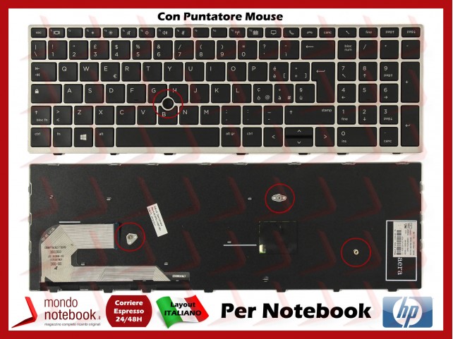 Tastiera Notebook HP EliteBook 850 G5 (Frame Silver) Con Puntatore Mouse