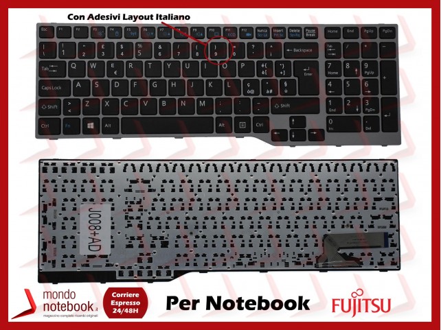 Tastiera Notebook Fujitsu Lifebook E753 E754 E756 con ADESIVI LAYOUT ITALIANO