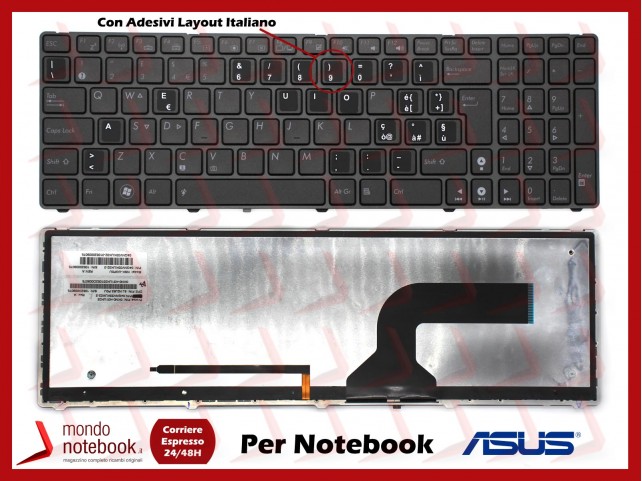 Tastiera Notebook ASUS G73 K52 K60 K70 K72 N61 N71 con ADESIVI LAYOUT ITA