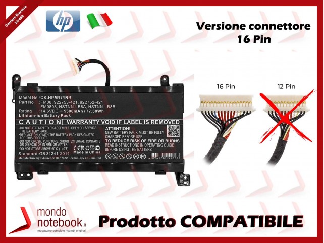 Batteria Compatibile CoreParts per HP Omen 17-AN Series (16 Pin)