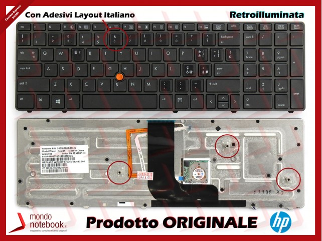 Tastiera Notebook HP Elitebook 8560W 8570W con Trackpoint (RETROILL) con Adesivi Layout ITA