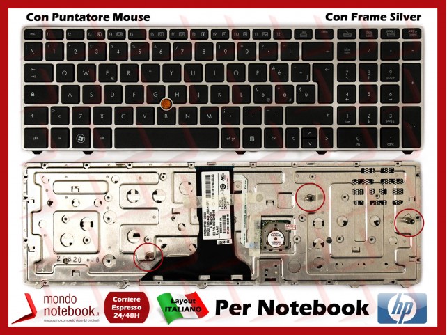 Tastiera Notebook HP Elitebook 8760W 8770W con Trackpoint (Silver) Italiana