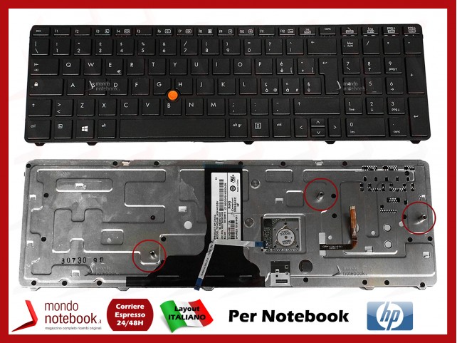 Tastiera Notebook HP Elitebook 8760W 8770W con Trackpoint Retroilluminata (Nera) Italiana