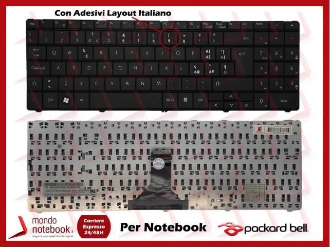 Tastiera Notebook PACKARD BELL Easynote ML61 ML65 TN65 TN36 SL35 SL65 Con Adesivi Layout ITALIANO