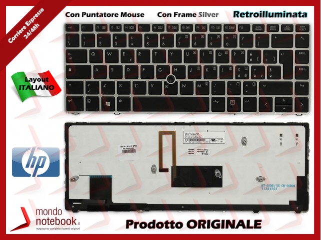 Tastiera Notebook HP EliteBook Folio 9470m 9480m (Retroilluminata) con Trackpoint