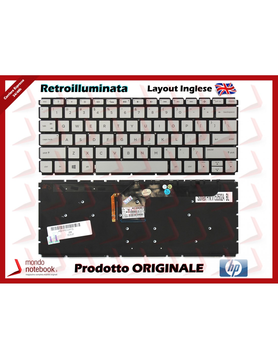 Tastiera Notebook HP Envy 13-D Series (Retroilluminata) con Adesivi Layout  Italiano