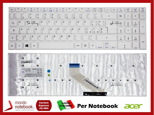 Tastiera Notebook ACER Aspire 5755G 5830TG V3-571 V3-771G V5-561 Layout Italiano (Bianca)