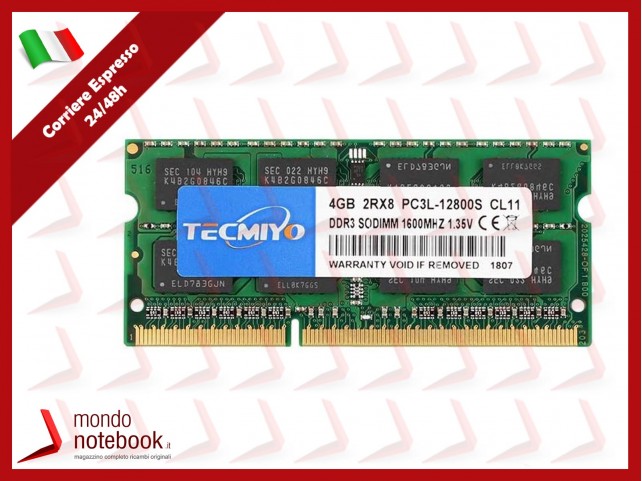 DDR 3 x NB SO-DIMM TECMIYO 4Gb 1600Mhz - B08BYGLWTH Dual Rank