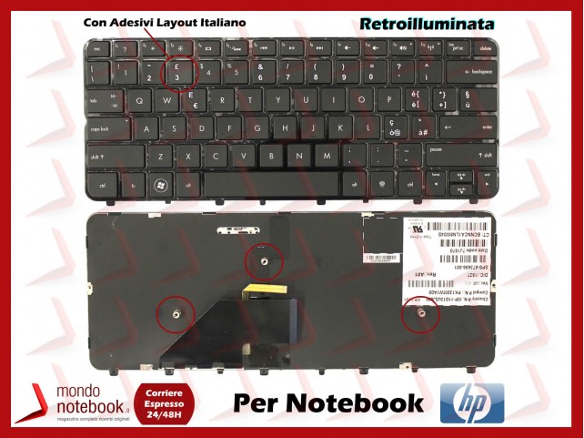 Tastiera Notebook HP Folio 13-1000 13-2000 series (Retroilluminata) Con Adesivi Layout ITALIANO