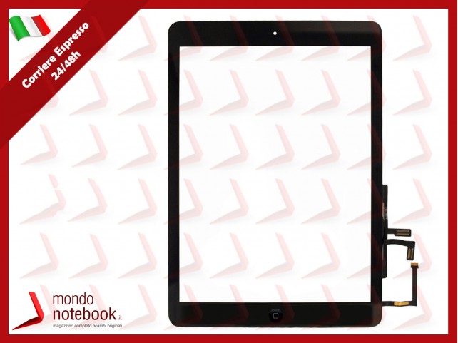 TOUCH PER APPLE IPAD 5 AIR WIFI 3G A1474 A1475 A1476 VETRO NERO + TASTO HOME