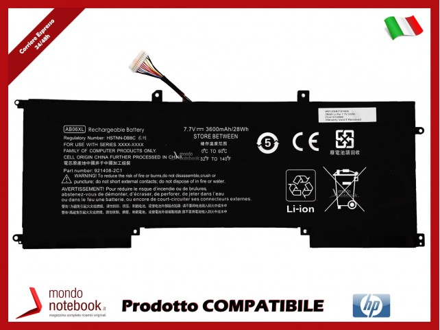 Batteria Compatibile Alta Qualità HP 13-AD057NR 13-AD024CL 13-AD AB06XL 28WH 7.7V 3.6Ah