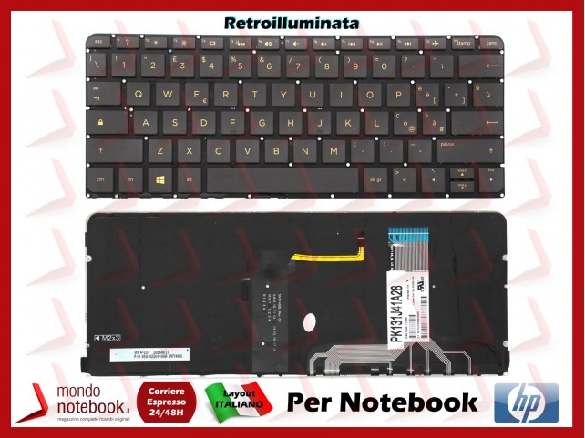 Tastiera Notebook HP Spectre 13-v000 13-v001dx 13-v111 Retroill. Gold - Champagne Italiana